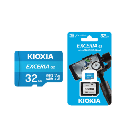 Kioxia Exceria G2 32GBMicroSDHC, UHS-1,up to 100MB/s read 50MB/s write C10 A1 V30 U3