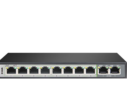 Dlink DGS-F1010P-E 250M 10-Port 1000Mbps Switch with 8 PoE Ports and 2 Uplink Ports