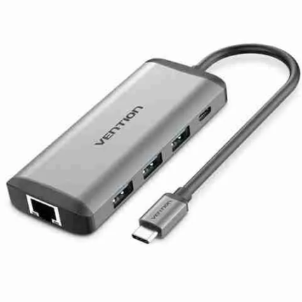 Vention USB-C MULTI-FUNCTIONAL 6 in 1 DOCKING STATION Type C to HDMI/USB3.0 (3 PORTS)/RJ45/PD(87W) Converter 0.15M Gray