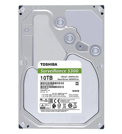 Toshiba S300 10TB Surveillance 3.5” Internal Hard Drive (HDETV10ZSA51)